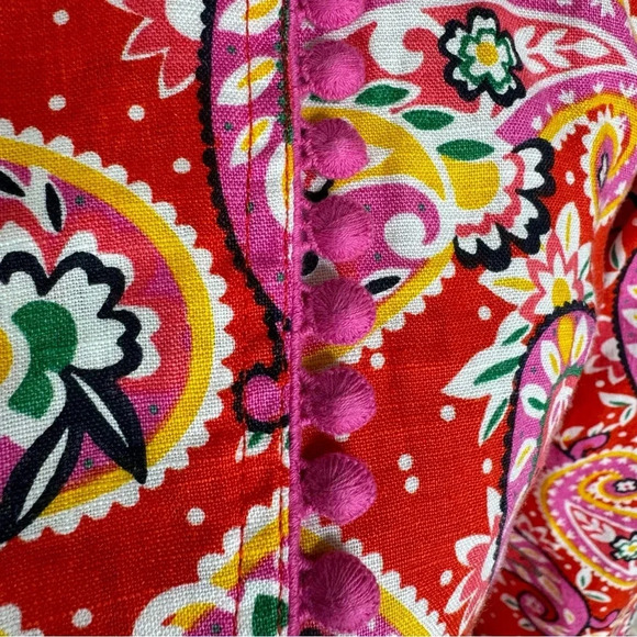 Boden Evangeline Linen Tunic Dress in Red Pop Mexican Paisley Size 4 petite - Picture 14 of 16